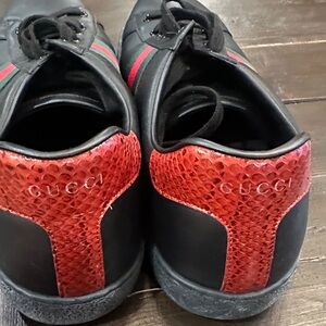 Gucci Black Sneakers with Red Detail